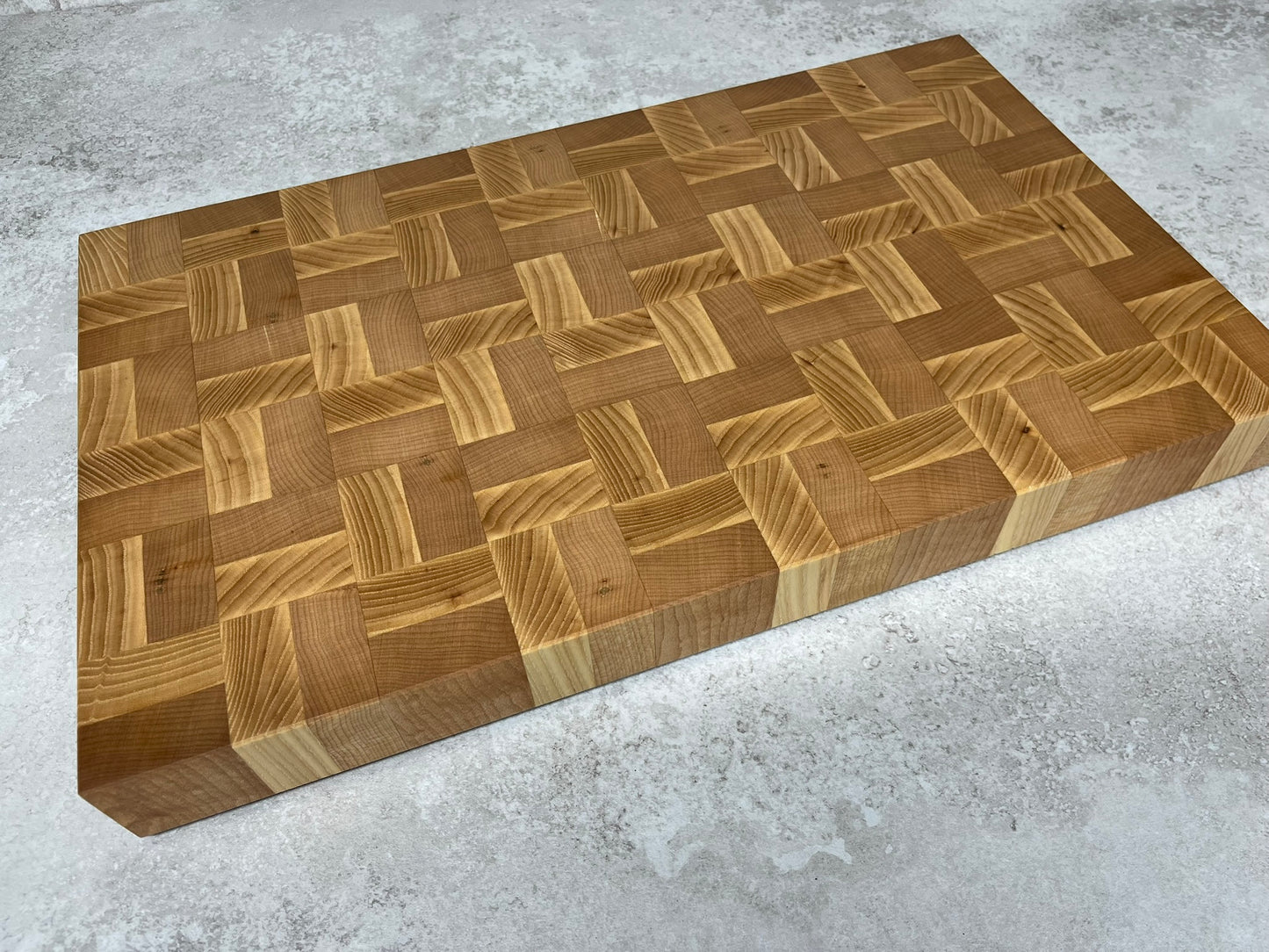 Cast and Wood handmade large end grain chopping board - Ash and Beech design - butchers block style