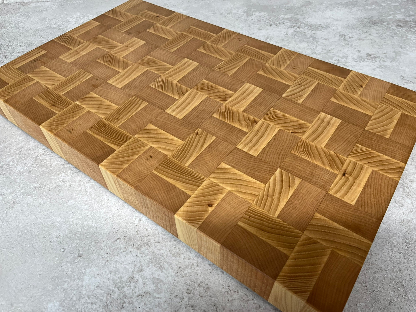Cast and Wood handmade large end grain chopping board - Ash and Beech design - butchers block style