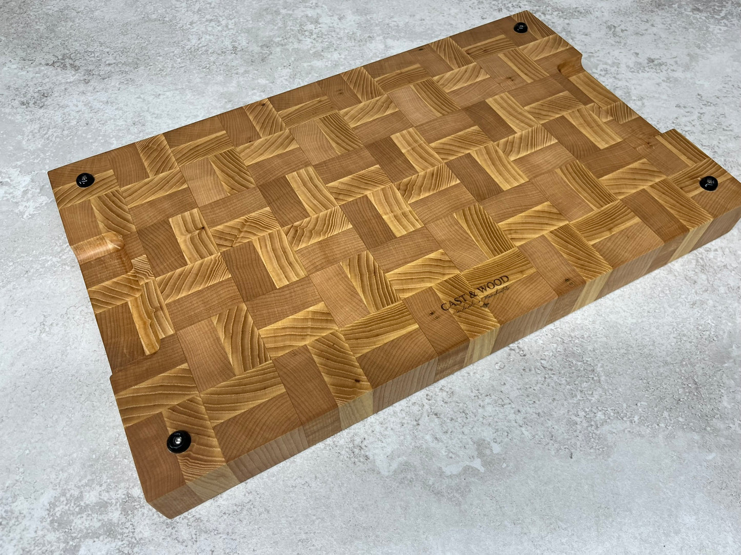 Cast and Wood handmade large end grain chopping board - Ash and Beech design - butchers block style
