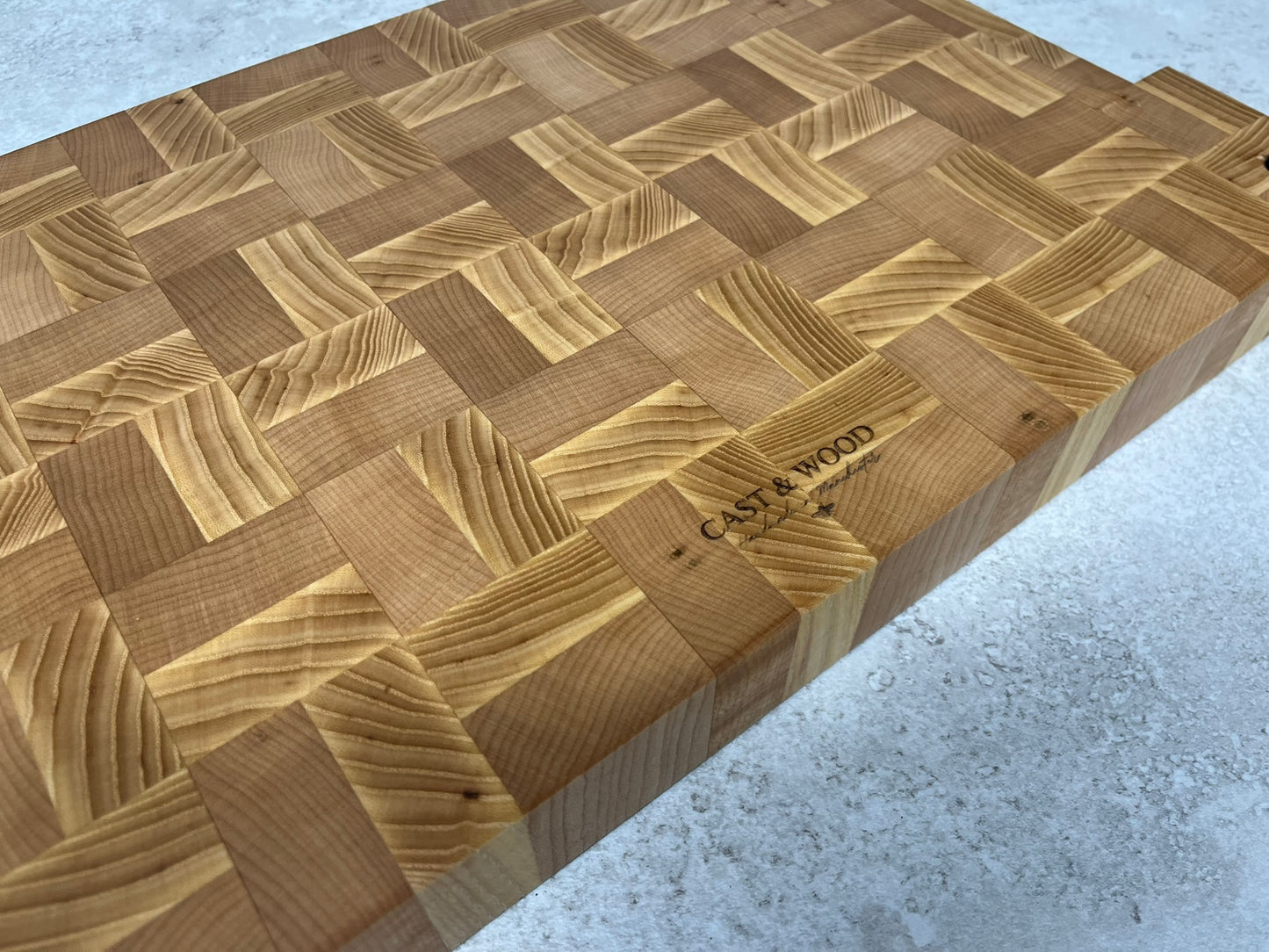 Cast and Wood handmade large end grain chopping board - Ash and Beech design - butchers block style
