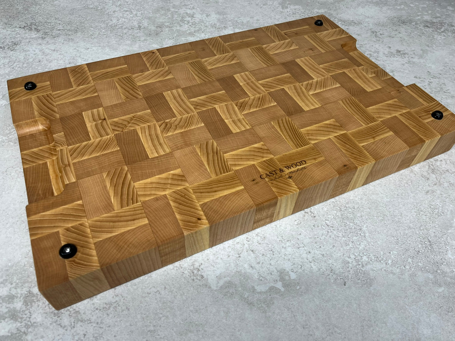 Cast and Wood handmade large end grain chopping board - Ash and Beech design - butchers block style
