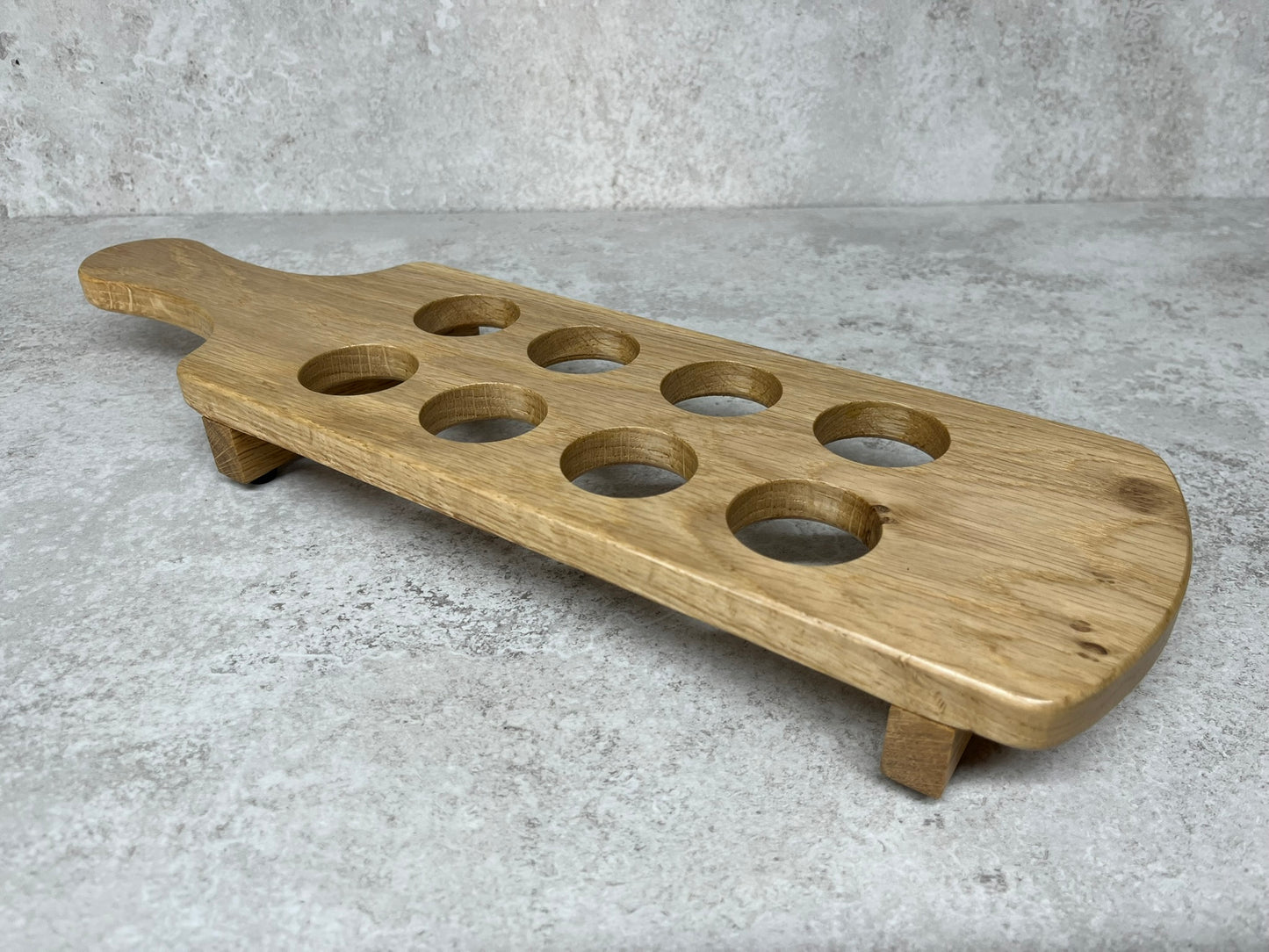 Solid Oak Shot Glass Serving Board Paddle