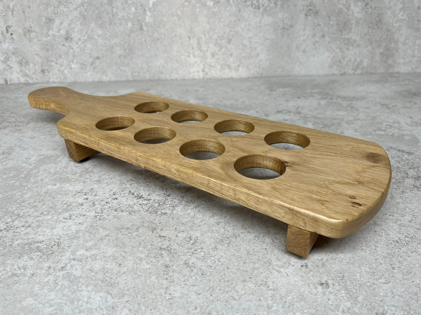 Solid Oak Shot Glass Serving Board Paddle