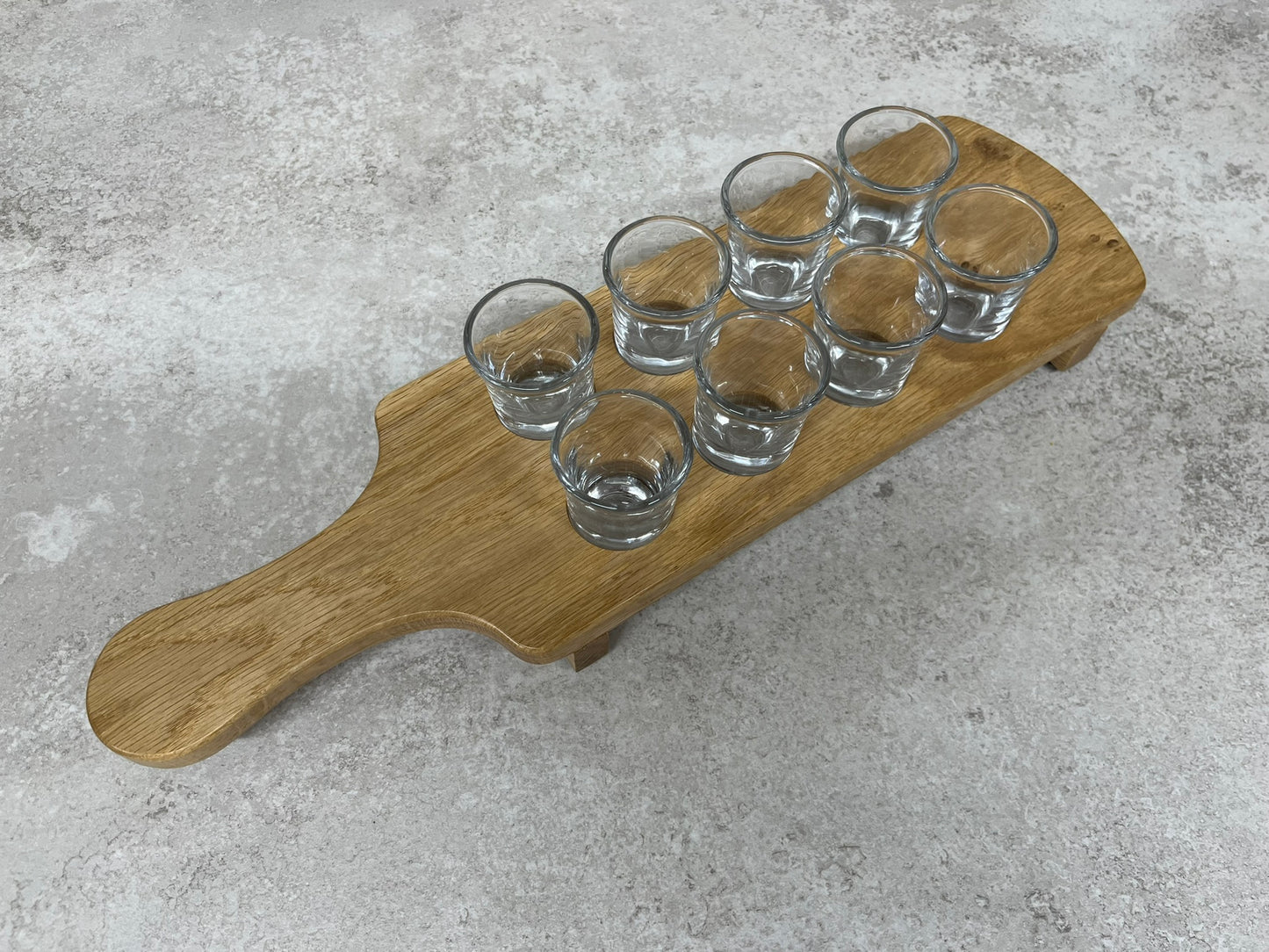 Solid Oak Shot Glass Serving Board Paddle