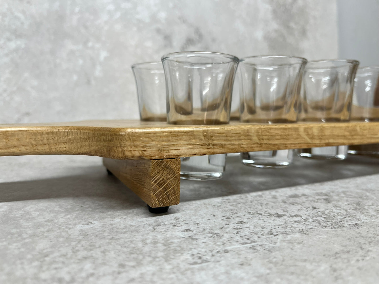 Solid Oak Shot Glass Serving Board Paddle