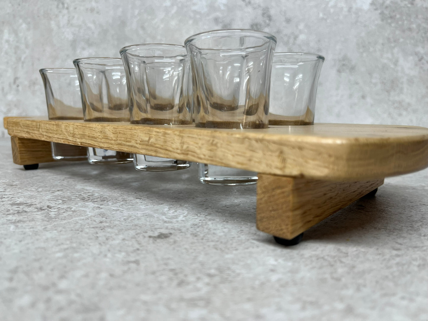 Solid Oak Shot Glass Serving Board Paddle