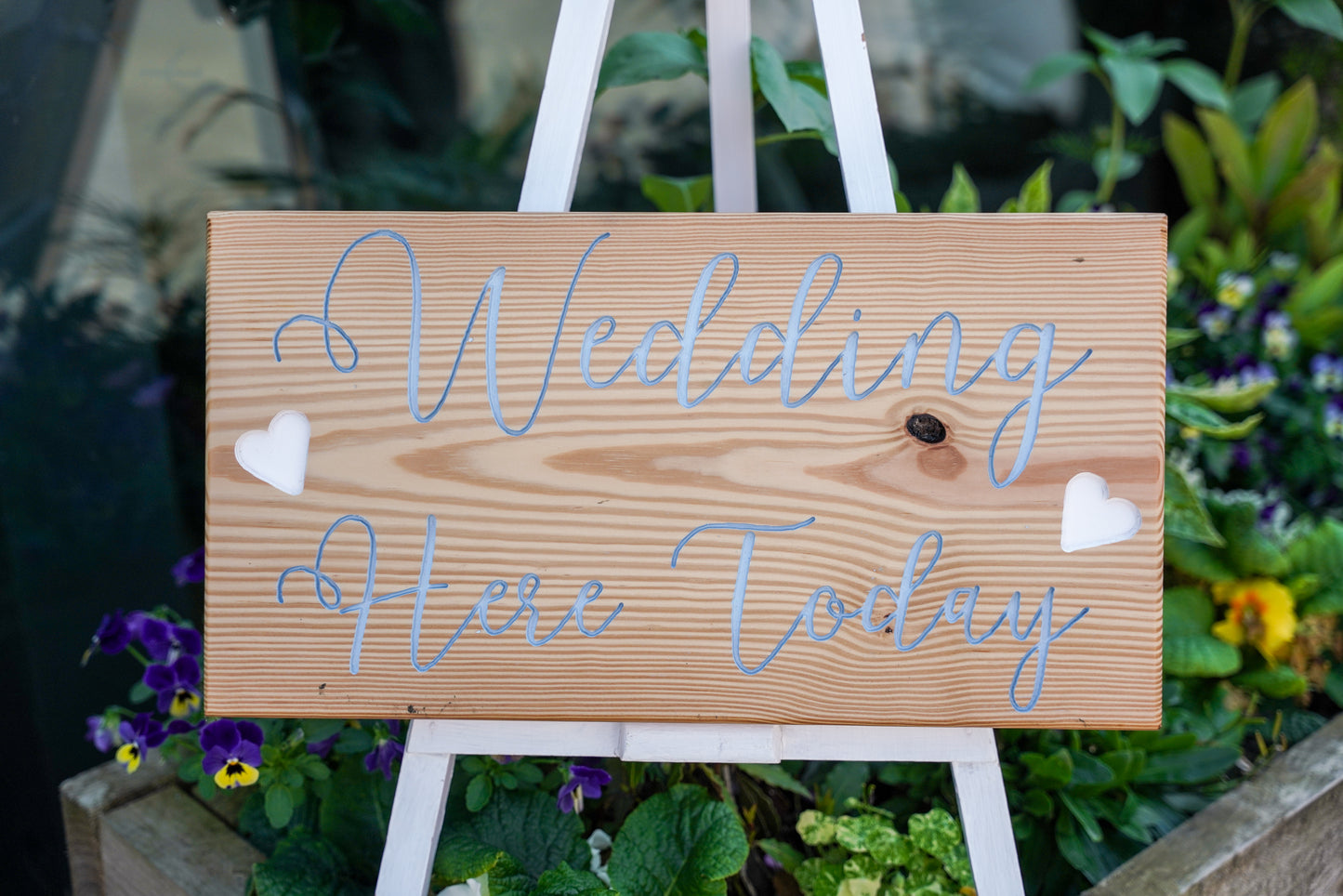 Wedding Here Today Hand Carved Sign