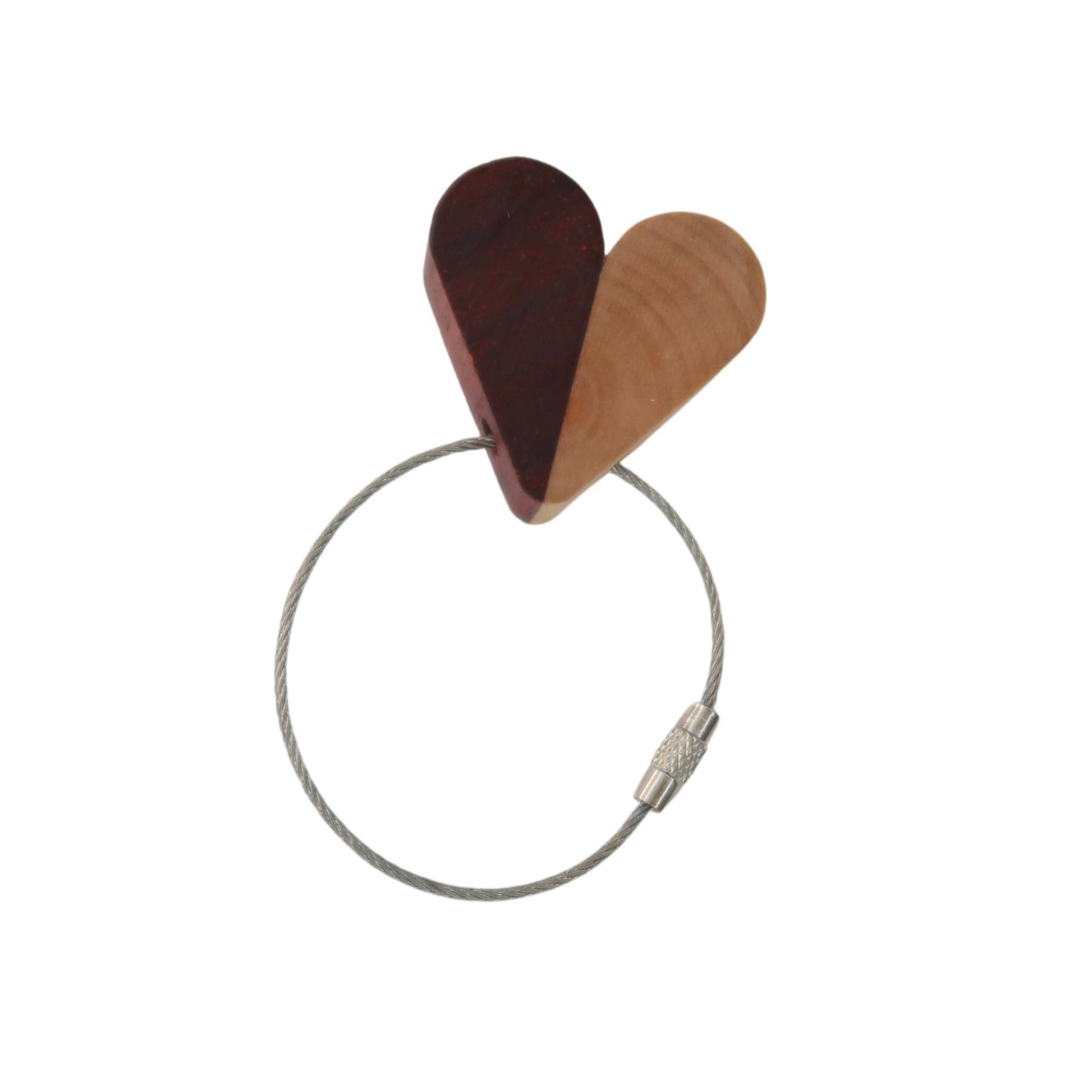 Solid Maple / Sapele Mix Heart Keyring