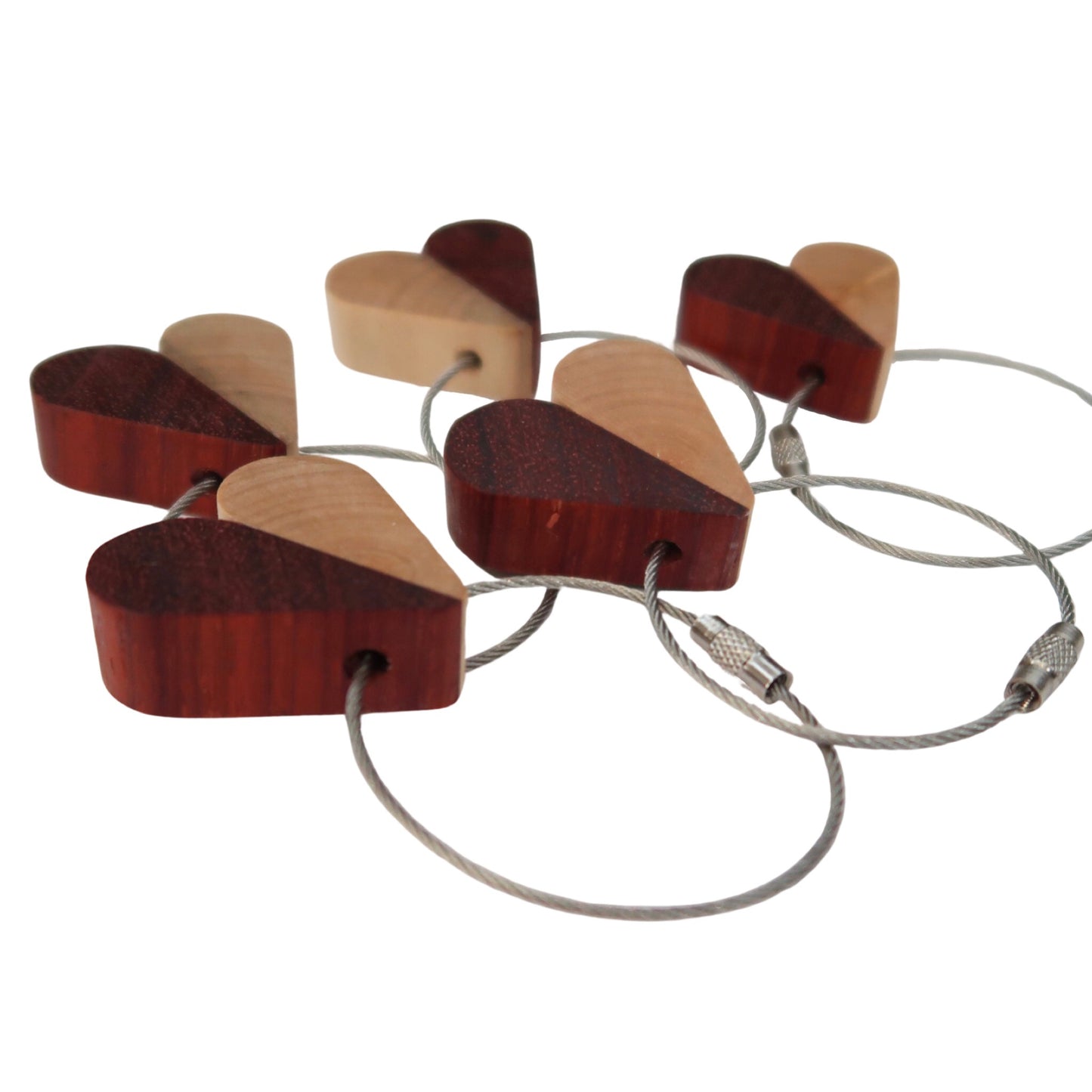 Solid Maple / Sapele Mix Heart Keyring