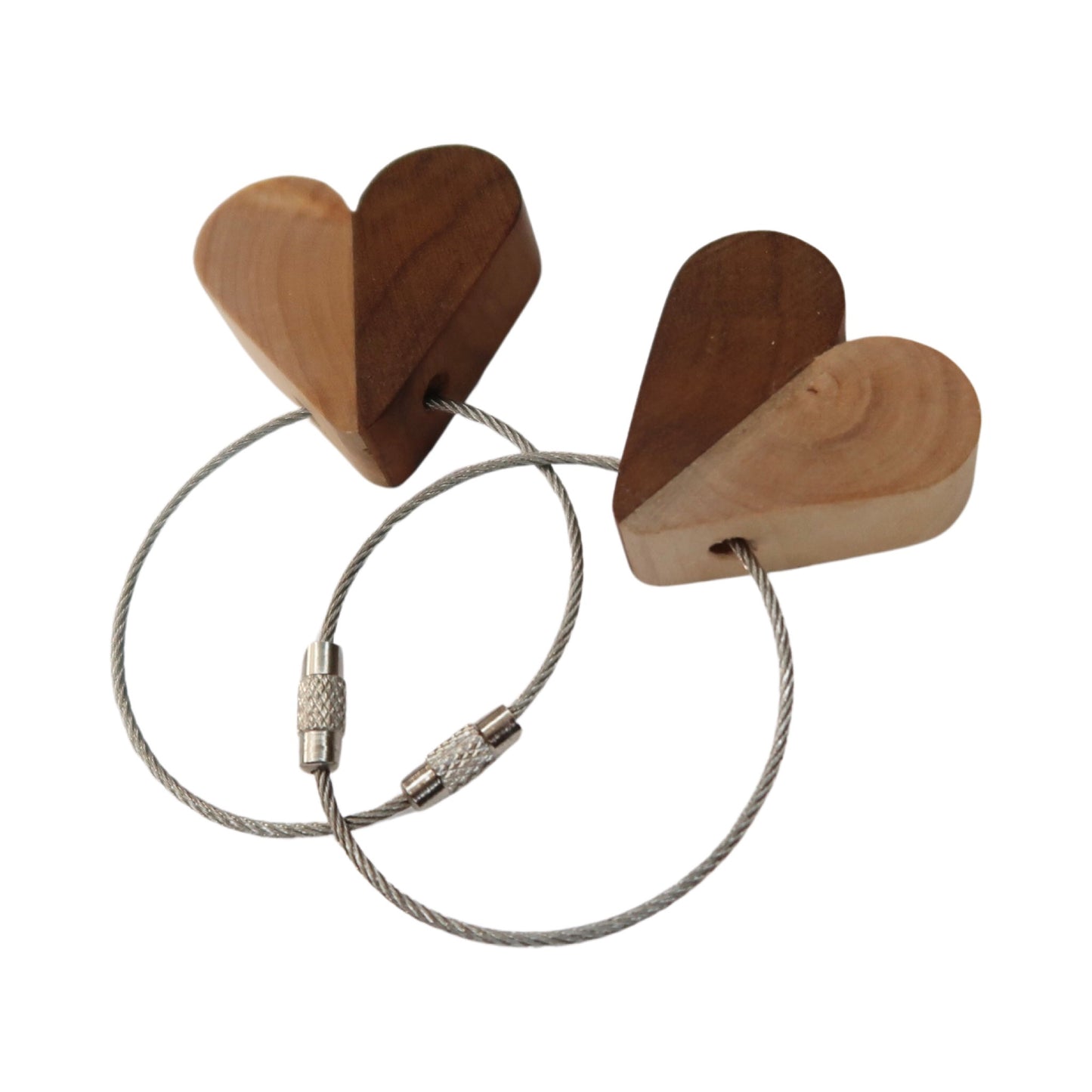 Solid Black Walnut / Maple Mix Heart Keyring