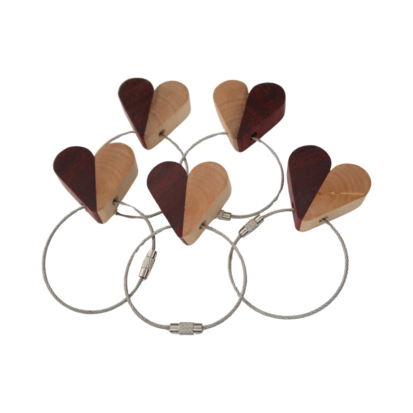 Solid Maple / Sapele Mix Heart Keyring