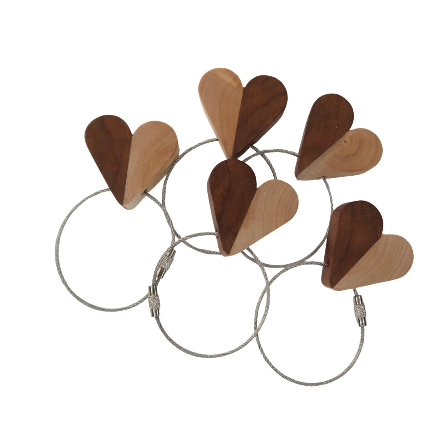 Solid Black Walnut / Maple Mix Heart Keyring