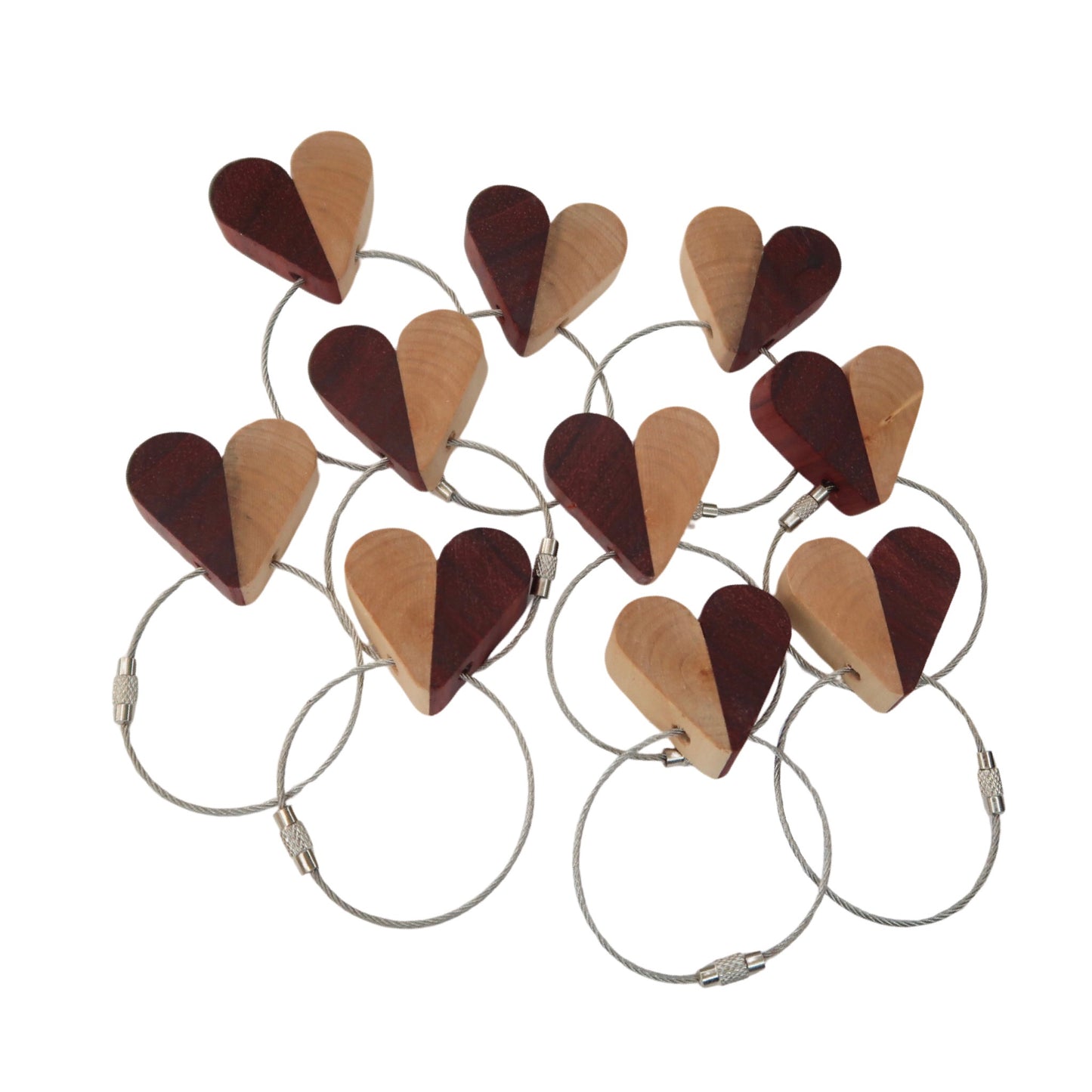 Solid Maple / Sapele Mix Heart Keyring
