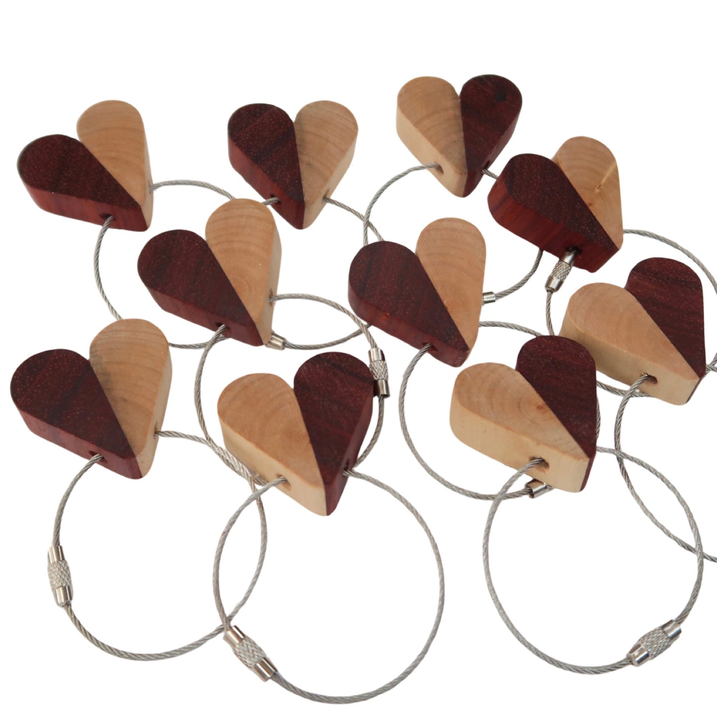 Solid Maple / Sapele Mix Heart Keyring