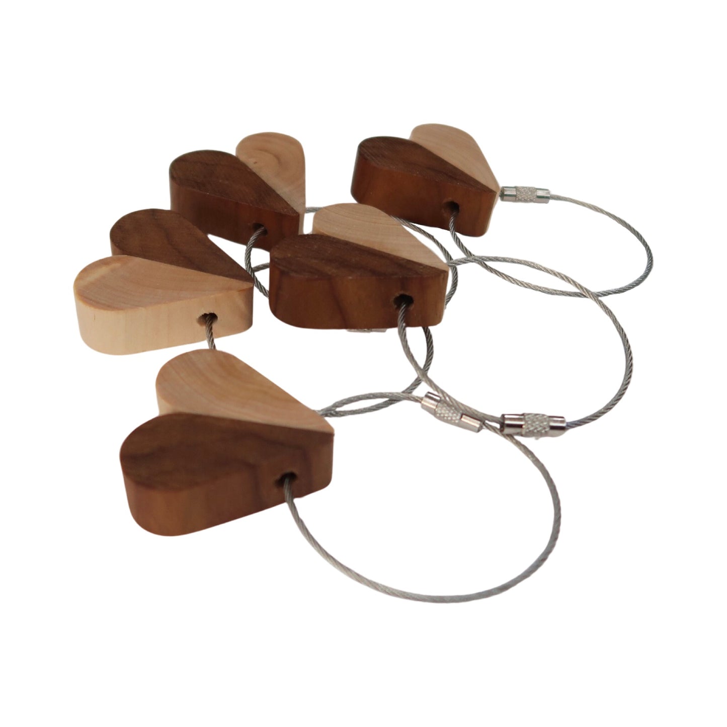 Solid Black Walnut / Maple Mix Heart Keyring