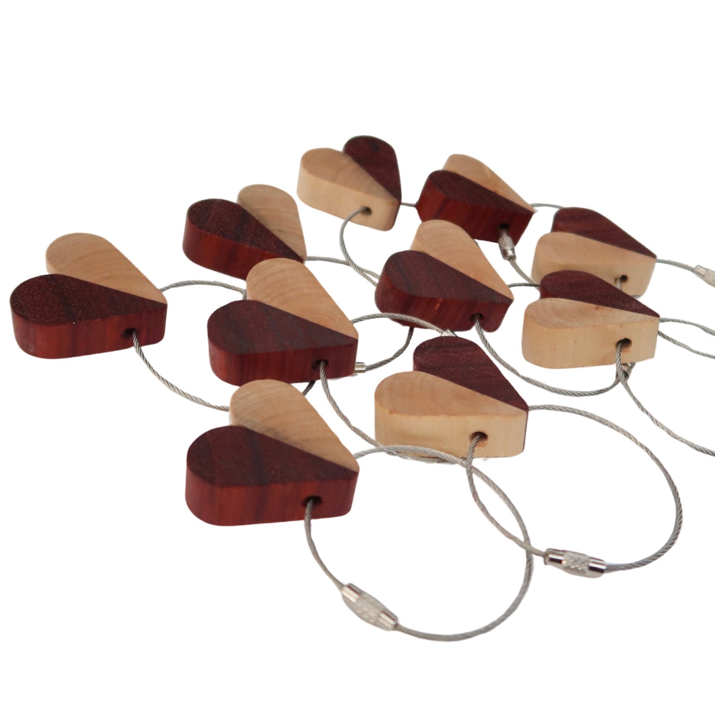 Solid Maple / Sapele Mix Heart Keyring