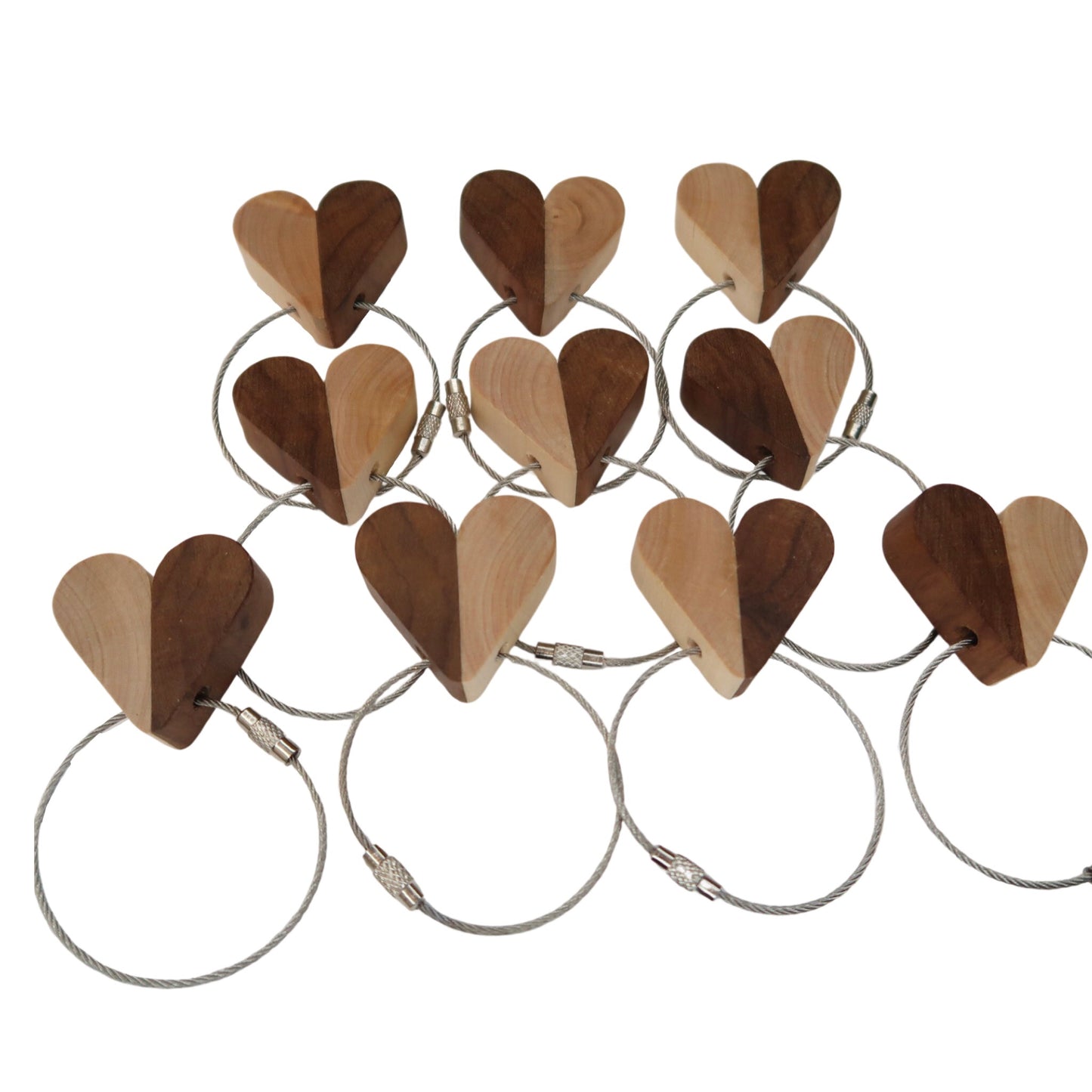 Solid Black Walnut / Maple Mix Heart Keyring