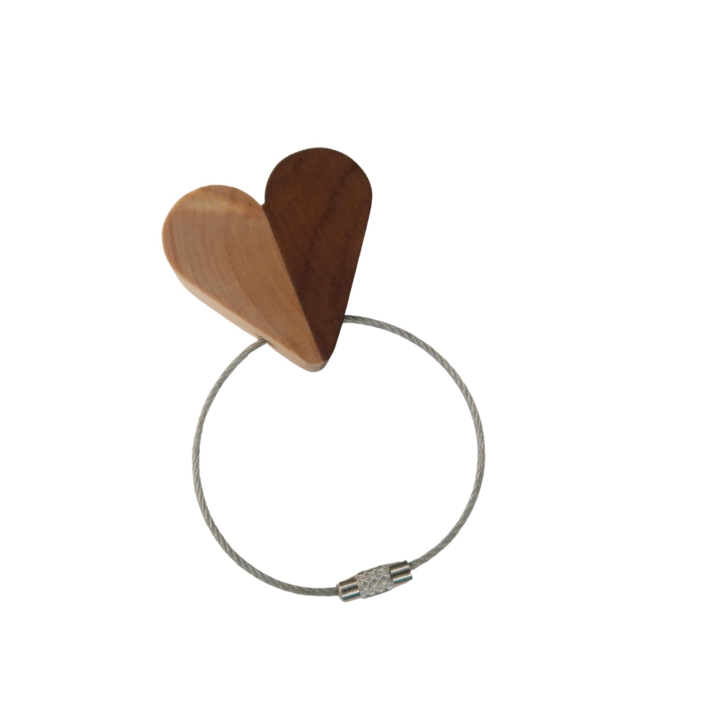 Solid Black Walnut / Maple Mix Heart Keyring