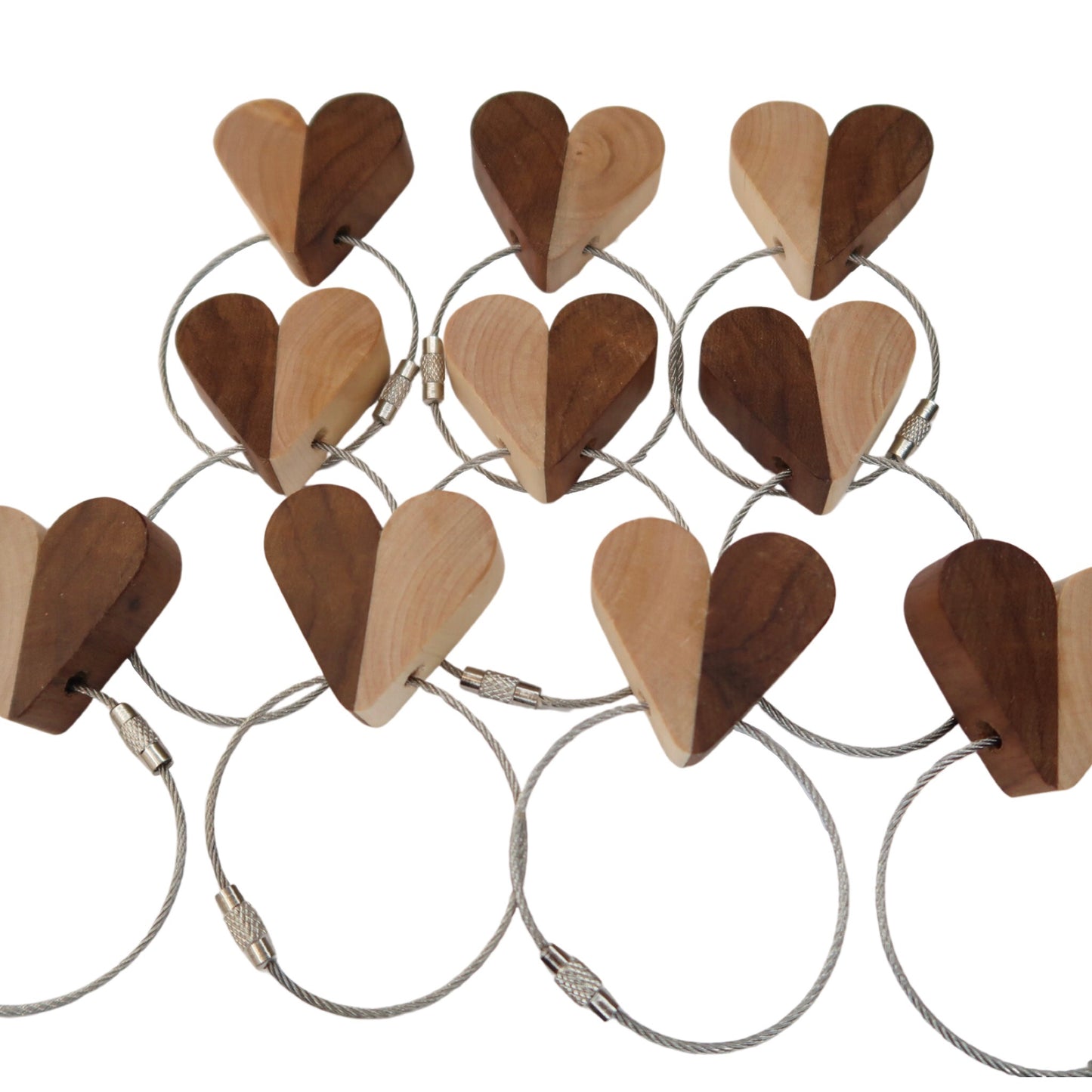 Solid Black Walnut / Maple Mix Heart Keyring