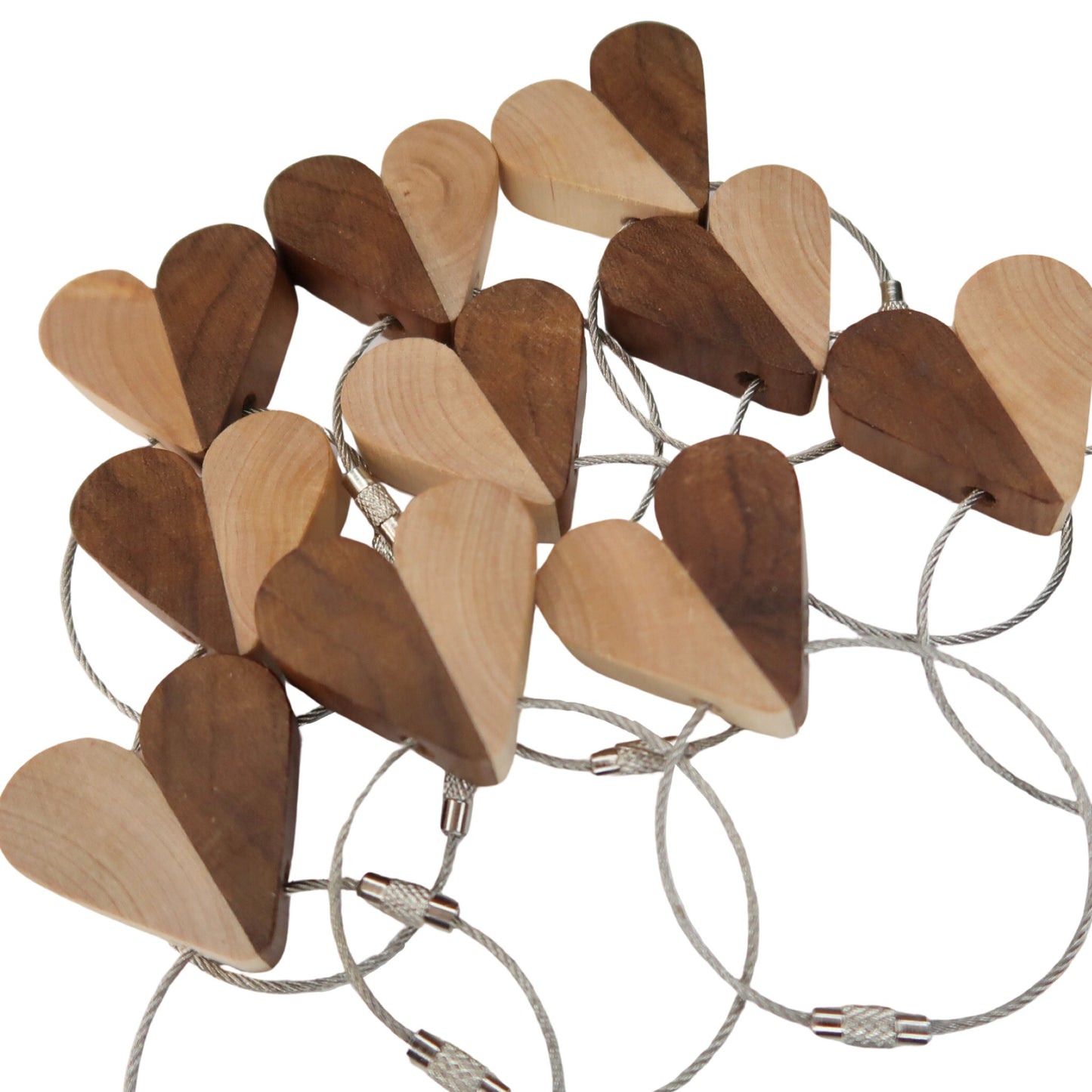 Solid Black Walnut / Maple Mix Heart Keyring