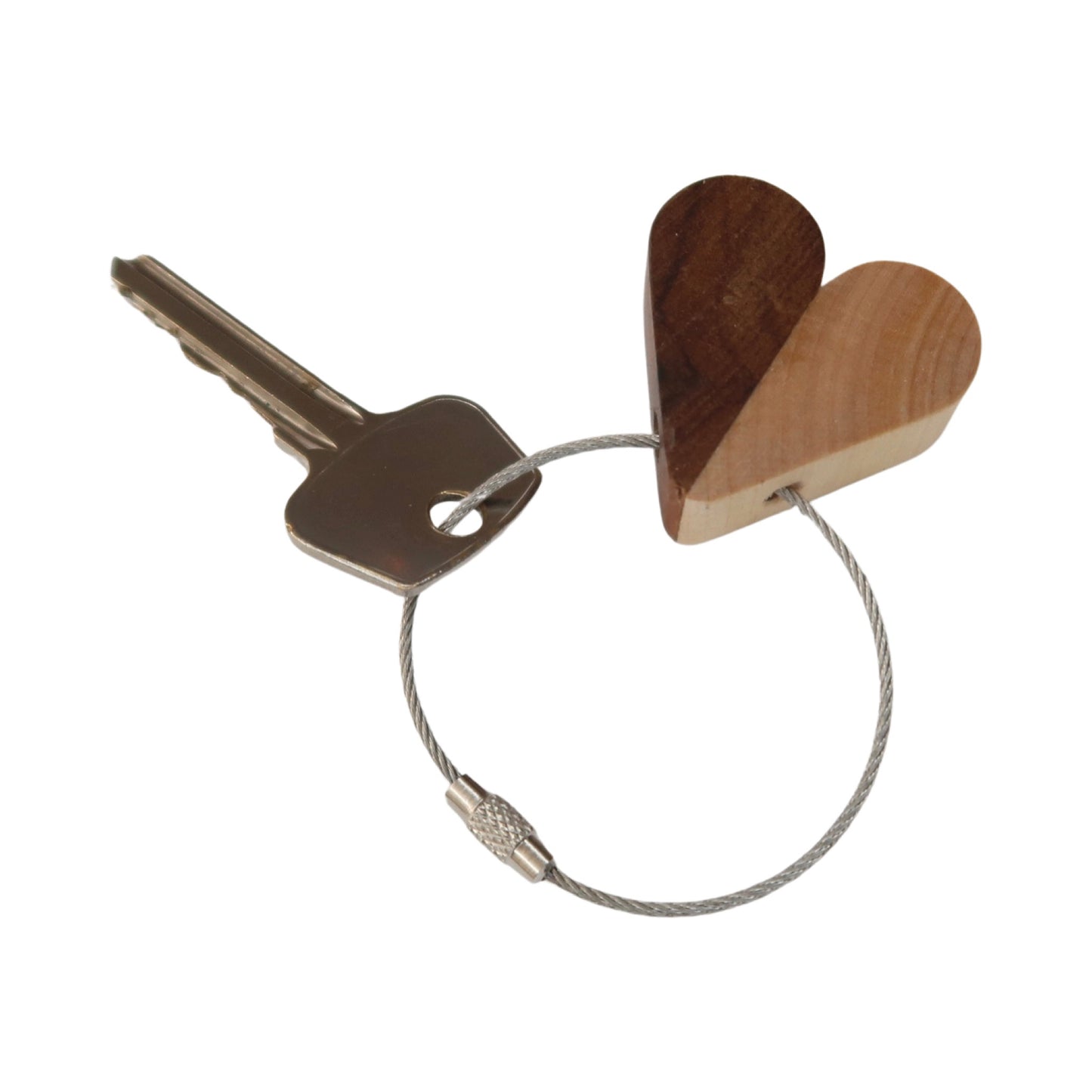 Solid Black Walnut / Maple Mix Heart Keyring
