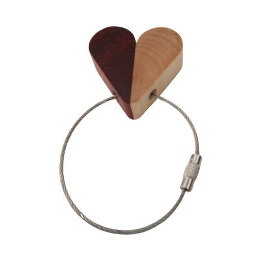 Solid Maple / Sapele Mix Heart Keyring