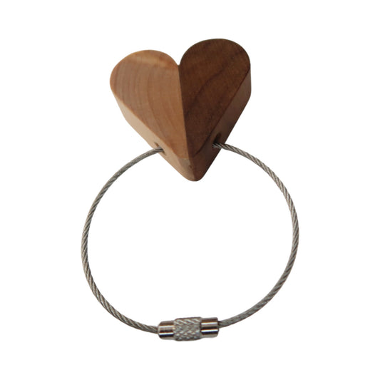 Solid Black Walnut / Maple Mix Heart Keyring