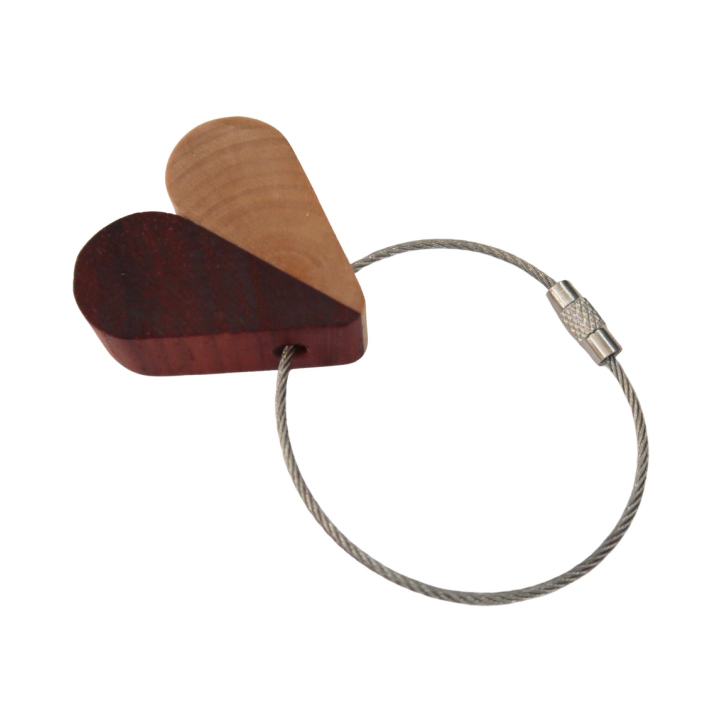 Solid Maple / Sapele Mix Heart Keyring
