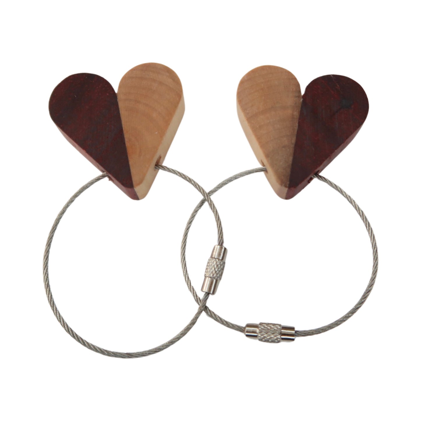 Solid Maple / Sapele Mix Heart Keyring