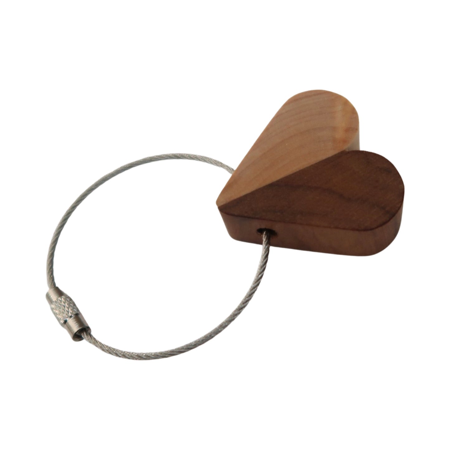 Solid Black Walnut / Maple Mix Heart Keyring