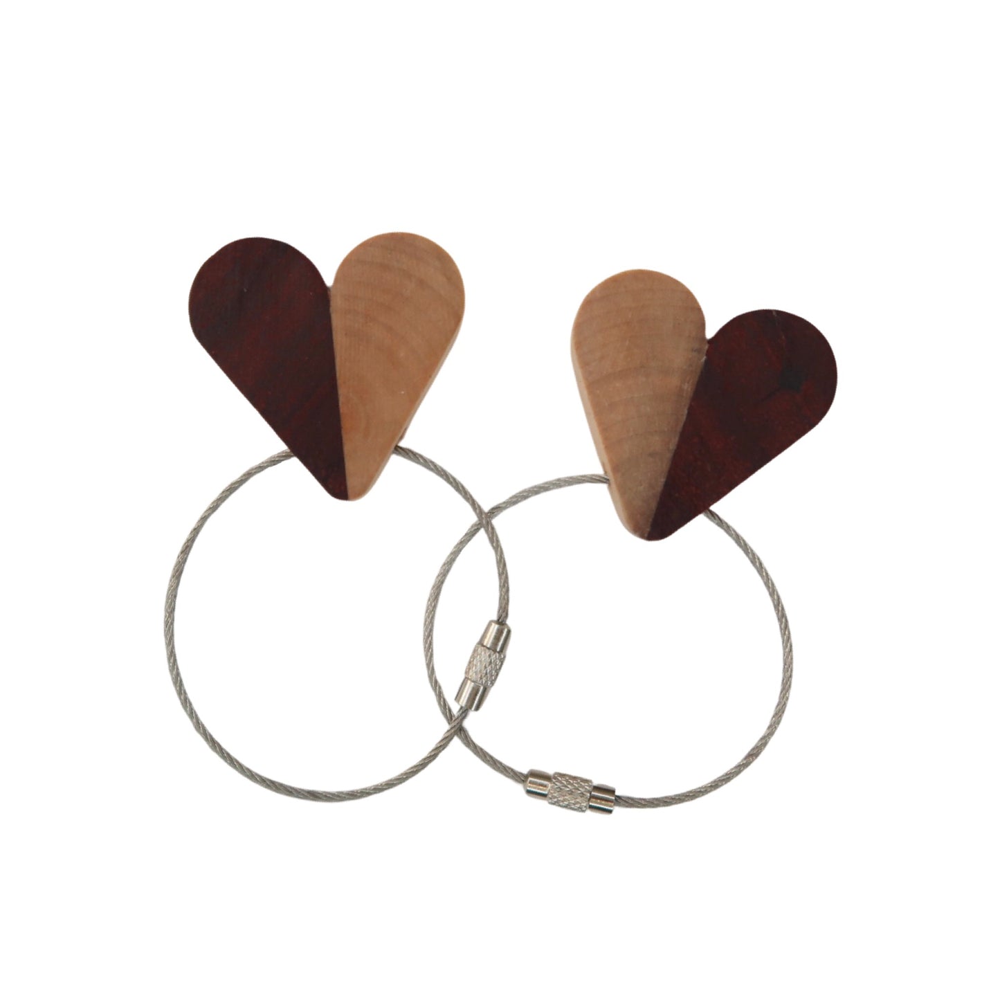 Solid Maple / Sapele Mix Heart Keyring
