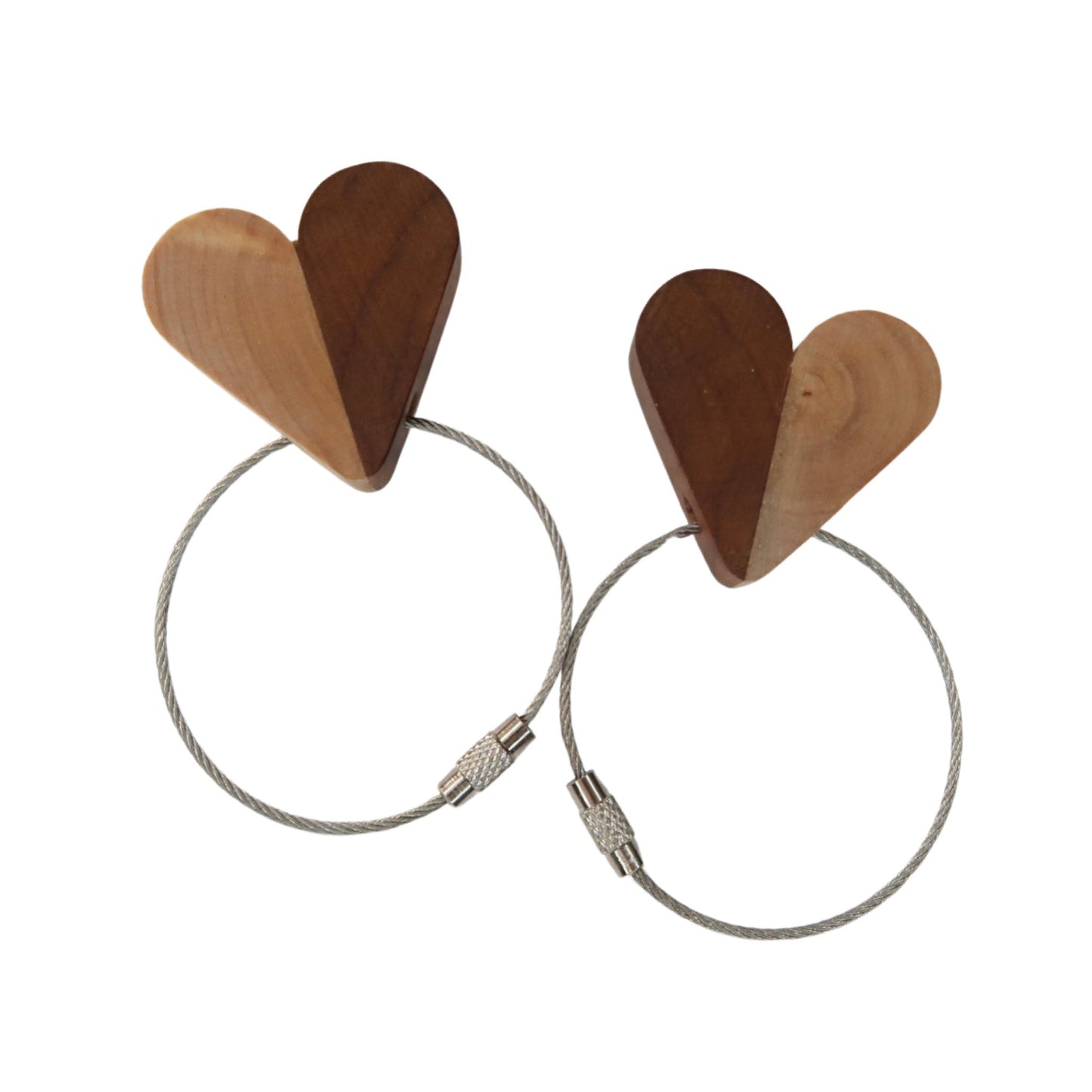 Solid Black Walnut / Maple Mix Heart Keyring
