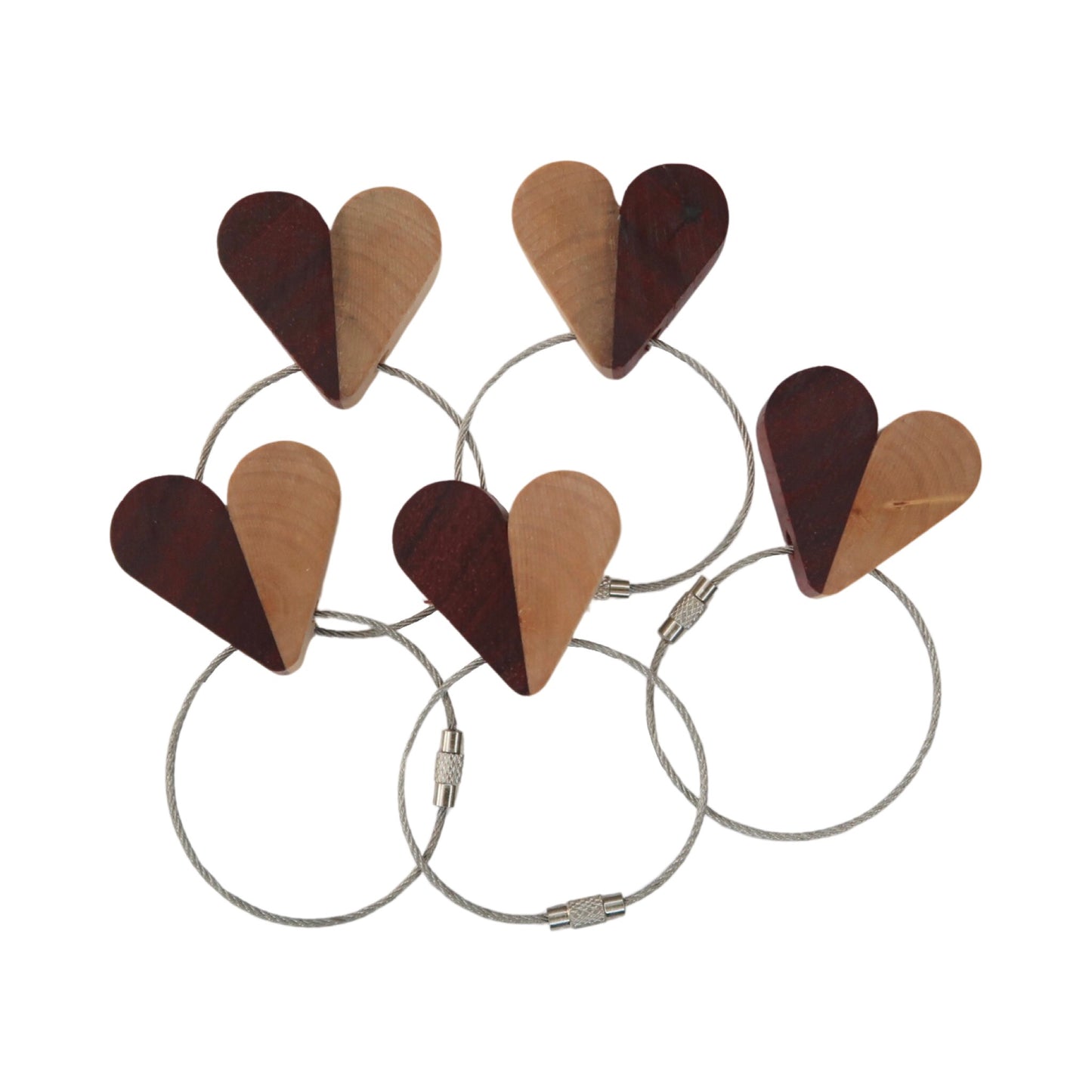 Solid Maple / Sapele Mix Heart Keyring