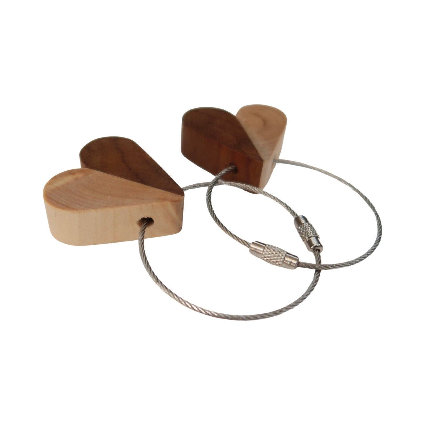 Solid Black Walnut / Maple Mix Heart Keyring