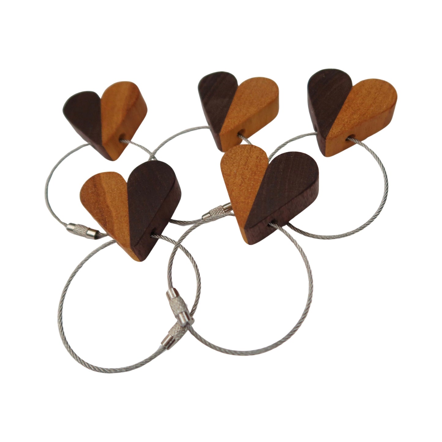 Solid Purple Heart / Padauk Mix Heart Keyring