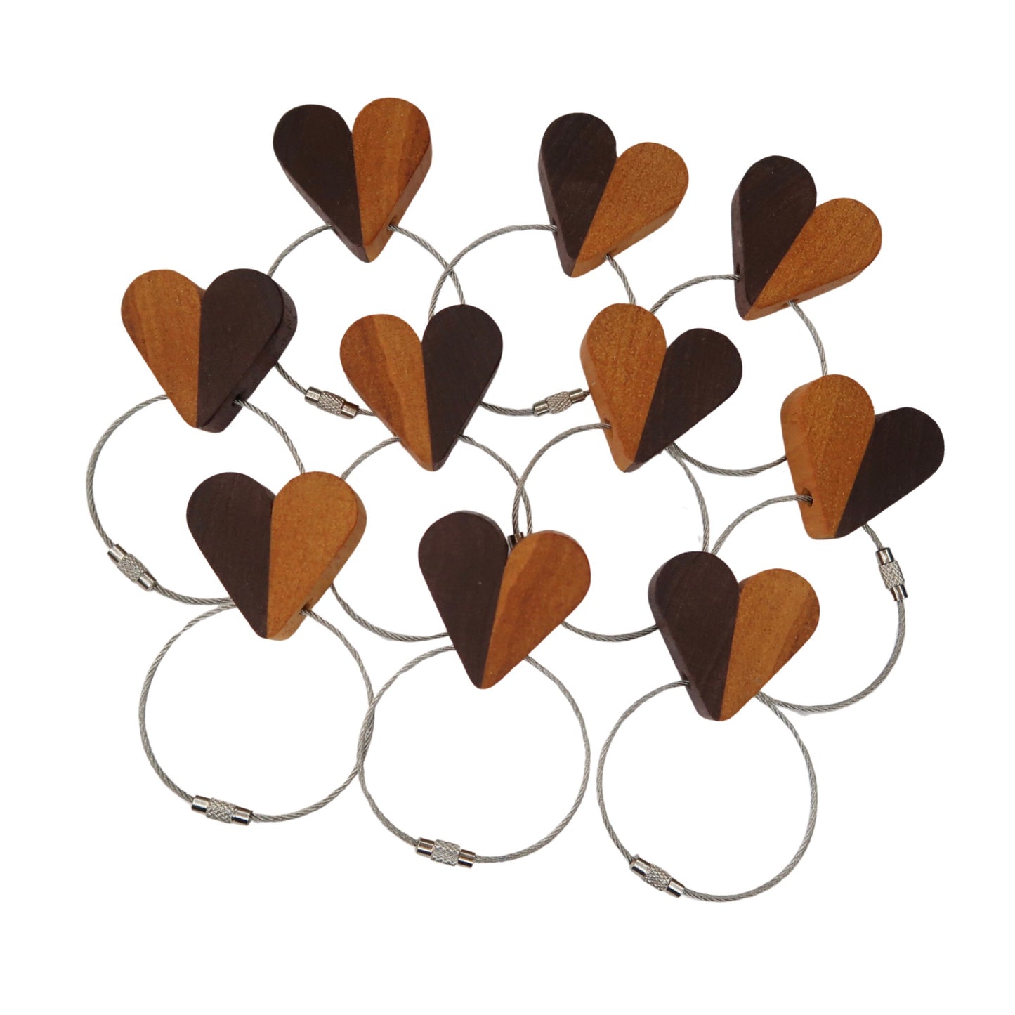 Solid Purple Heart / Padauk Mix Heart Keyring