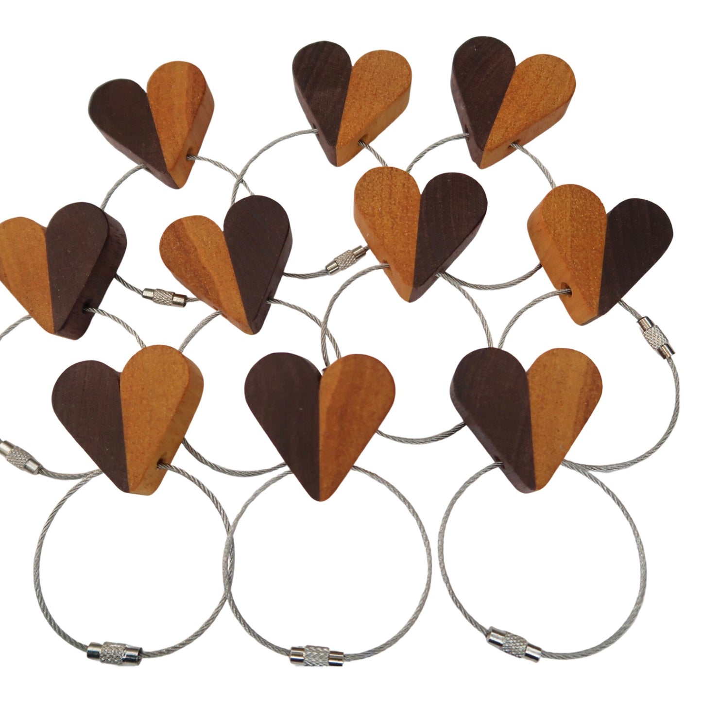 Solid Purple Heart / Padauk Mix Heart Keyring