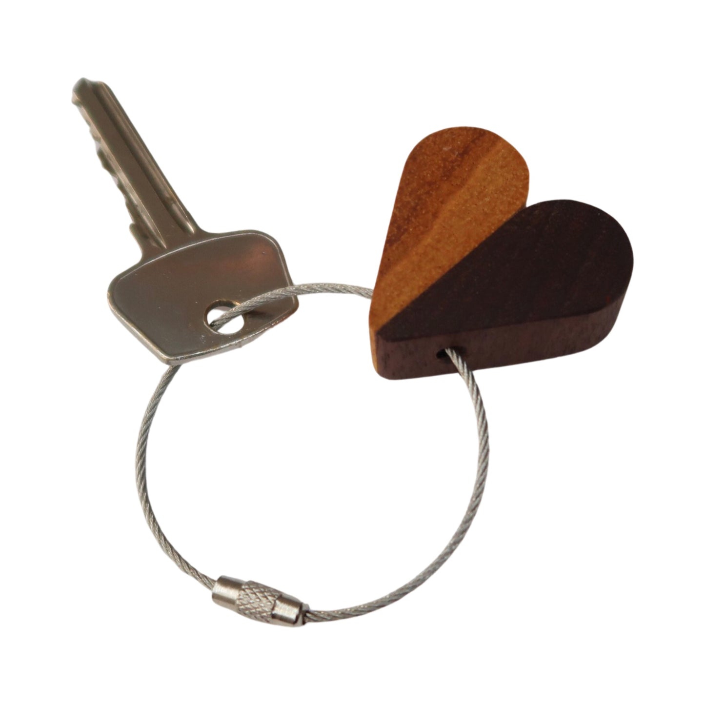 Solid Purple Heart / Padauk Mix Heart Keyring