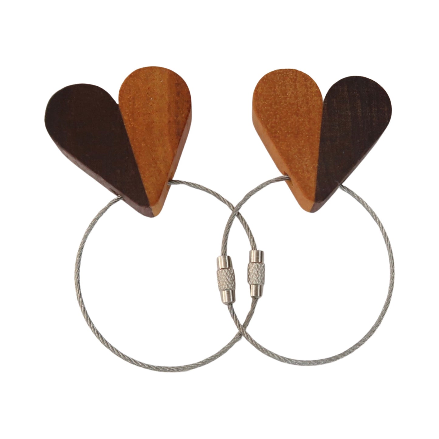 Solid Purple Heart / Padauk Mix Heart Keyring