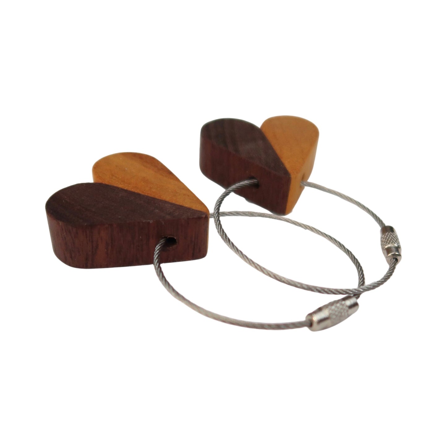Solid Purple Heart / Padauk Mix Heart Keyring
