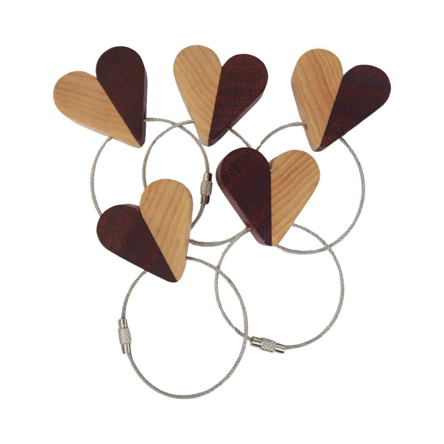 Solid Ash / Sapele Mix Heart Keyring