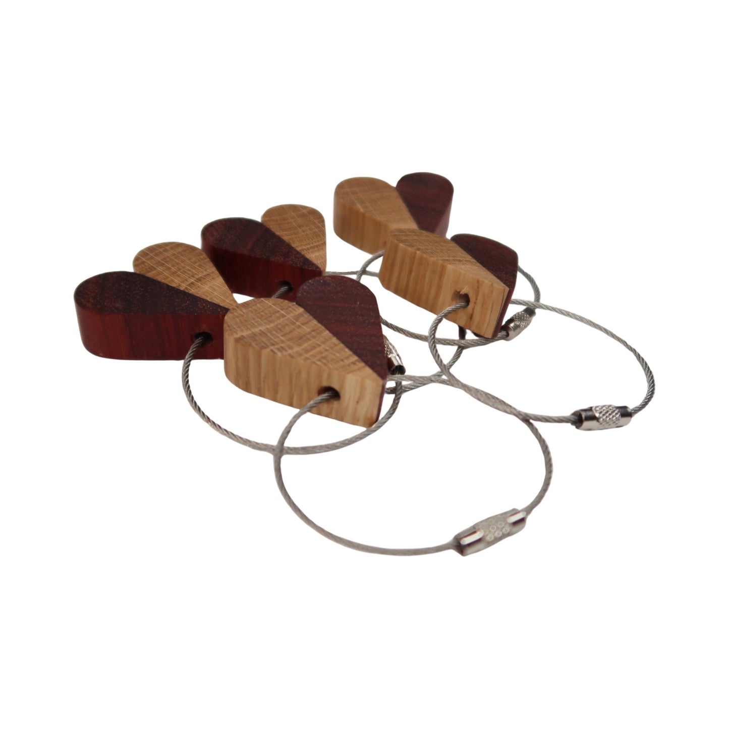 Solid Oak / Sapele Mix Heart Keyring
