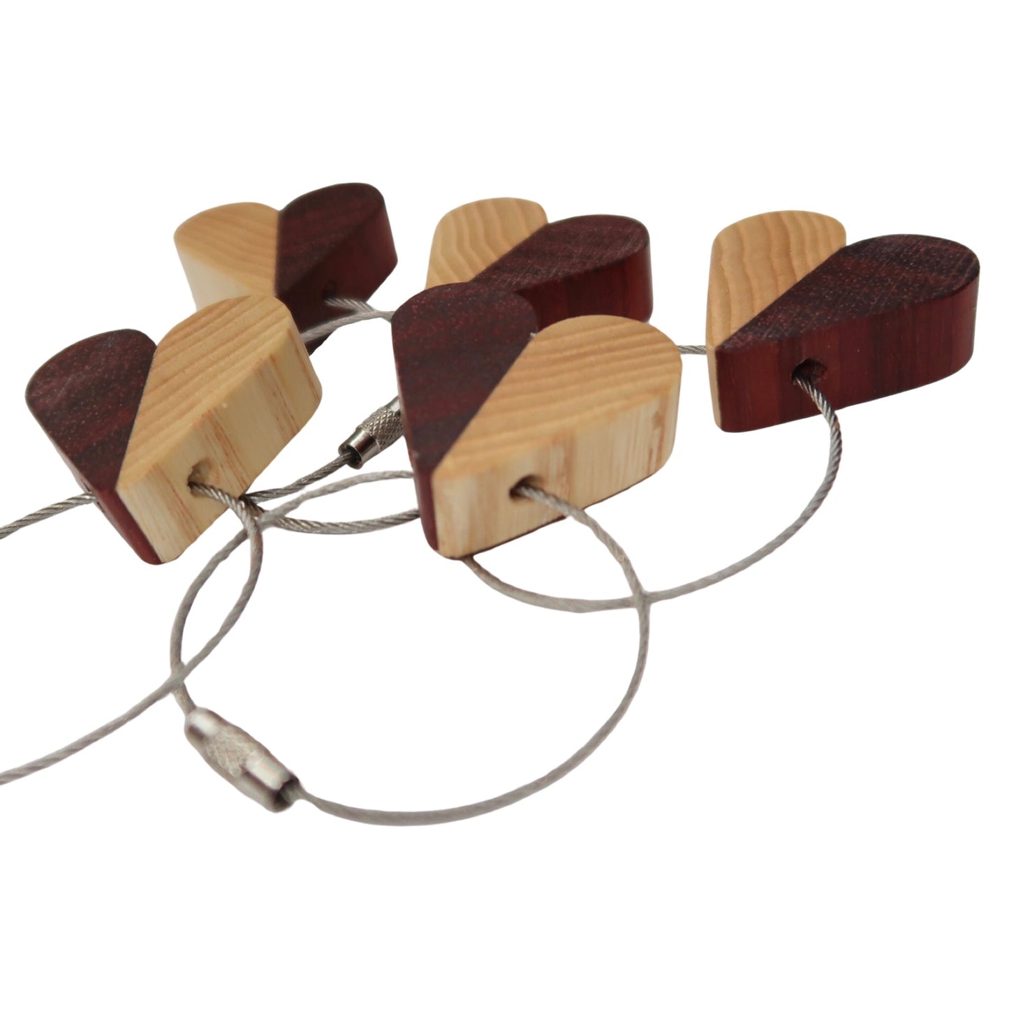 Solid Ash / Sapele Mix Heart Keyring