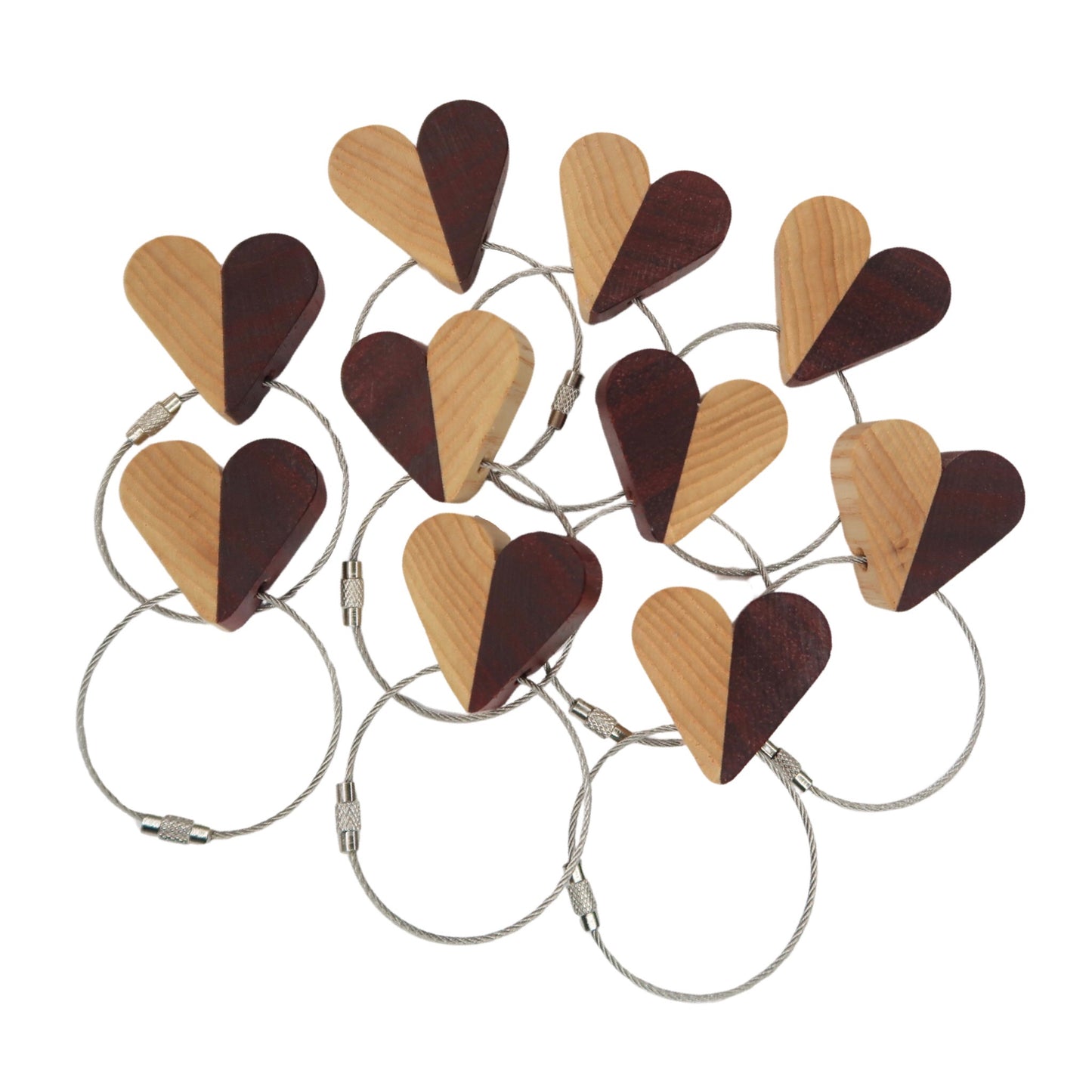 Solid Ash / Sapele Mix Heart Keyring