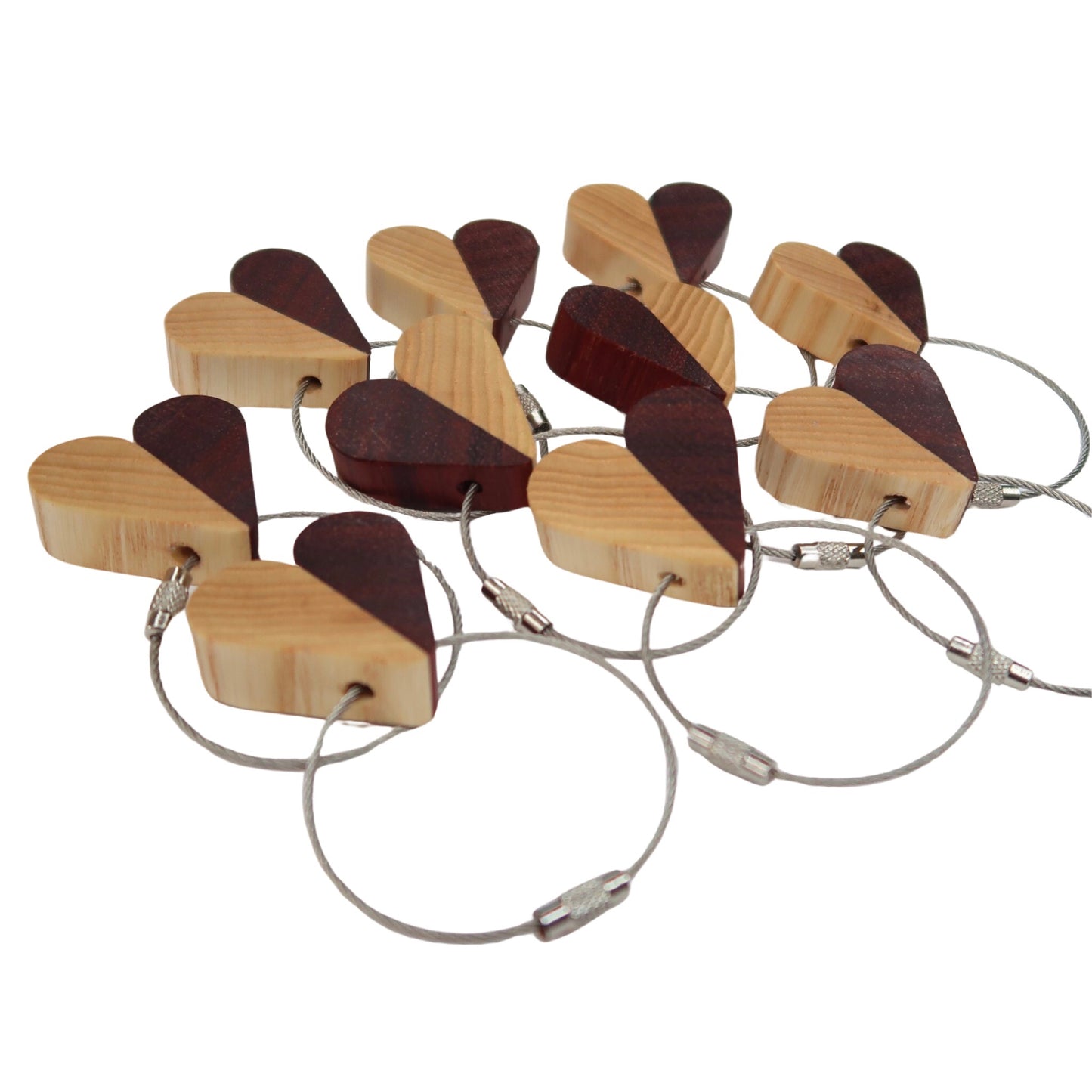 Solid Ash / Sapele Mix Heart Keyring