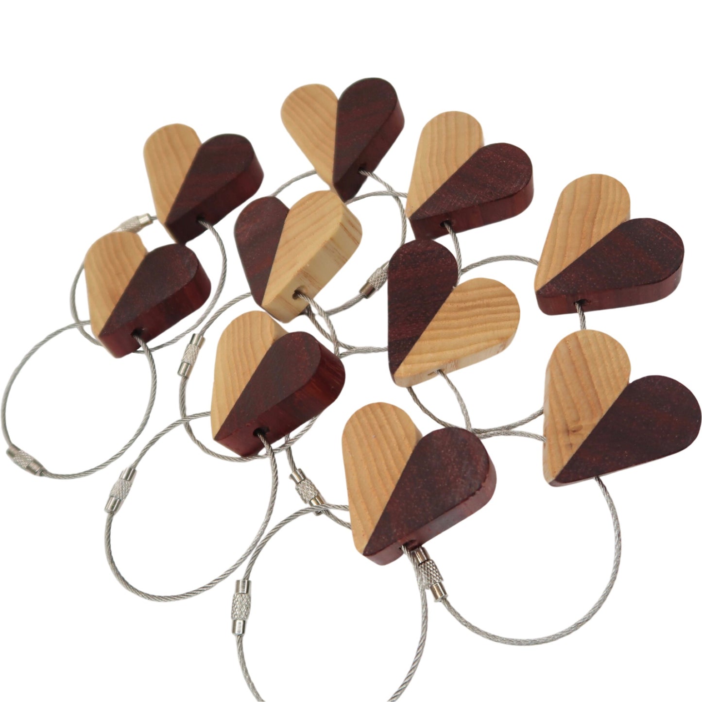 Solid Ash / Sapele Mix Heart Keyring