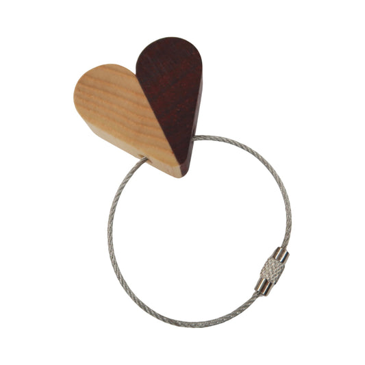 Solid Ash / Sapele Mix Heart Keyring