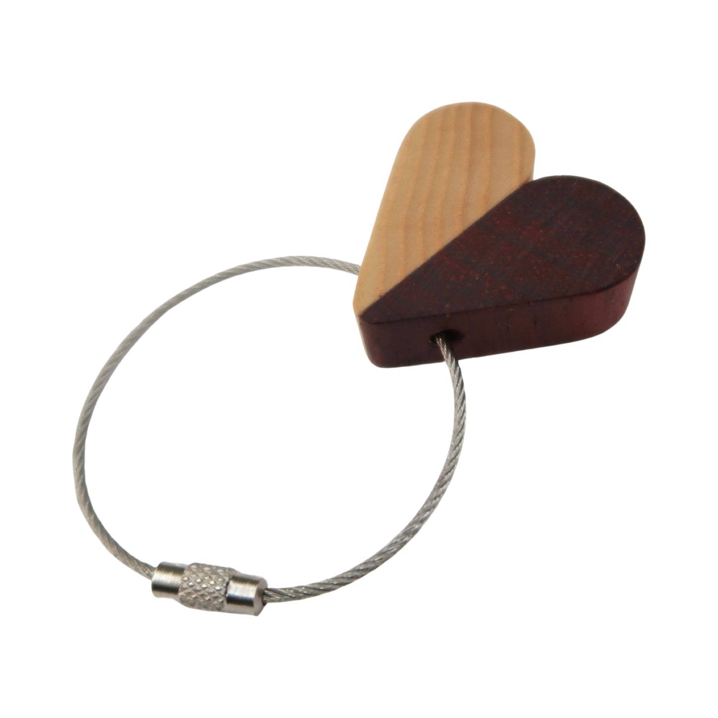 Solid Ash / Sapele Mix Heart Keyring
