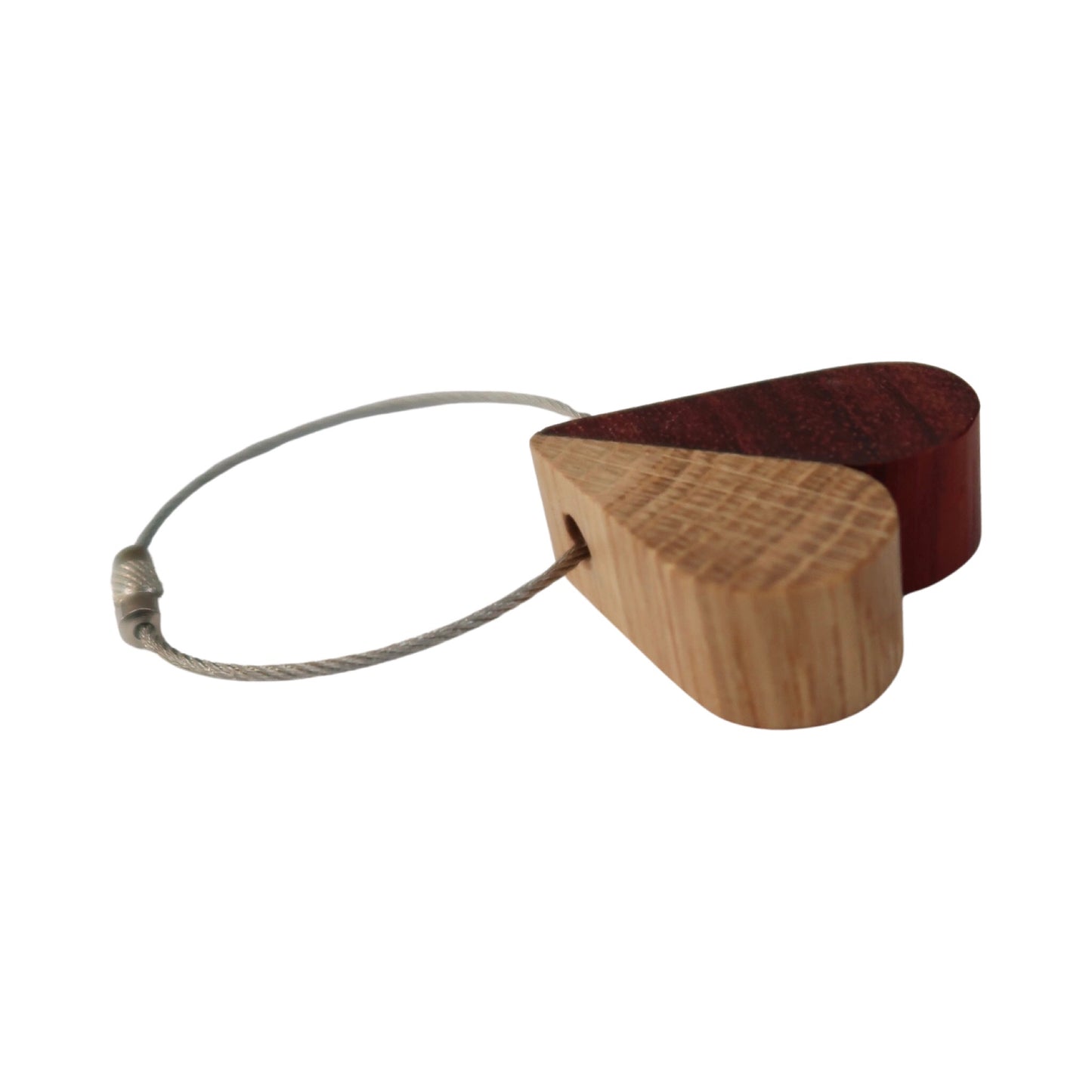 Solid Oak / Sapele Mix Heart Keyring