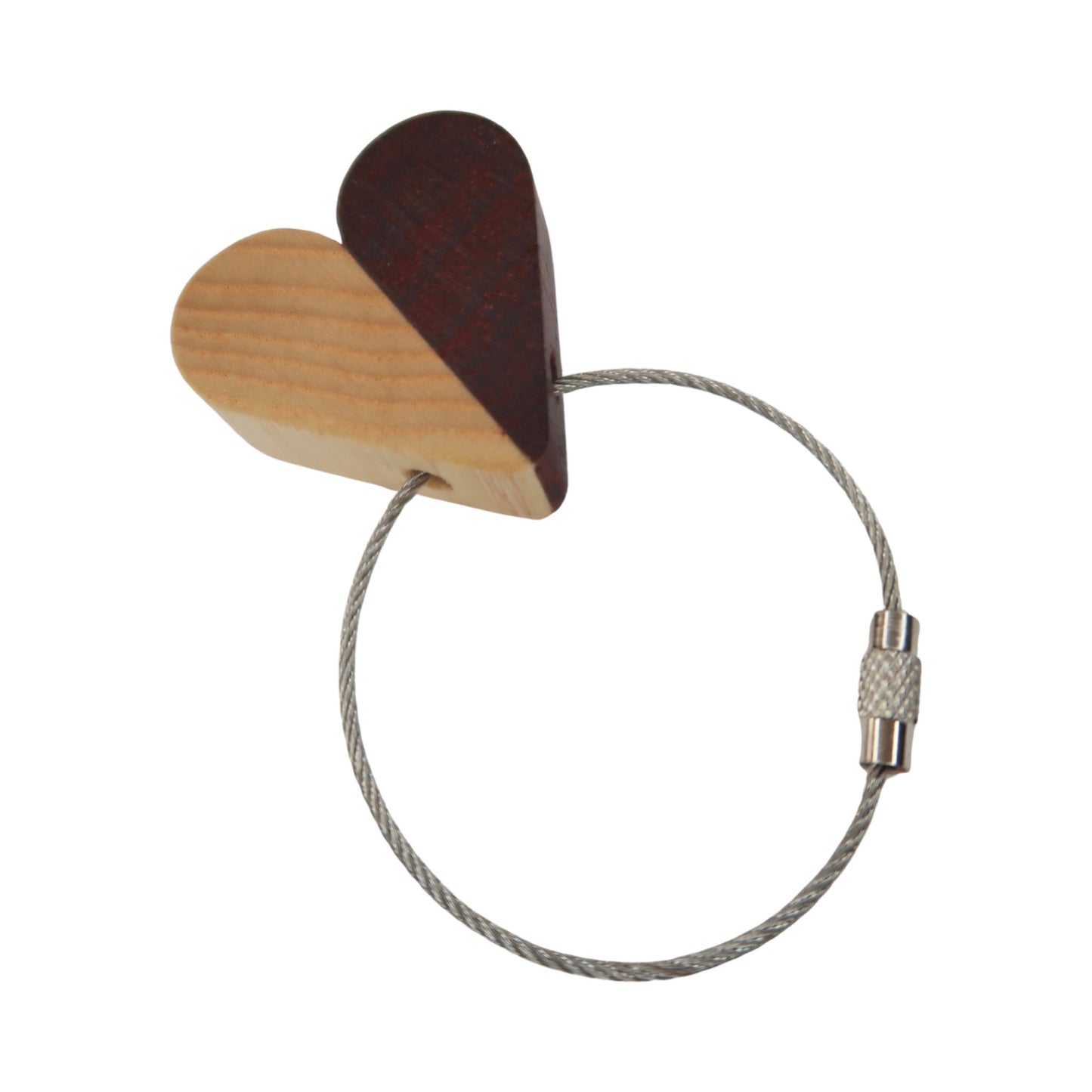 Solid Ash / Sapele Mix Heart Keyring